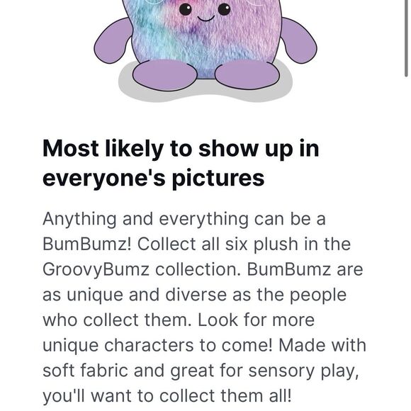 Kellytoy BumBumz 7.5" Groovy Petra Peace Sign Tie Dye Bunny Plush Tag & Sticker - Picture 11 of 11